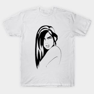 Black Ink Portrait #3 (Ink) T-Shirt